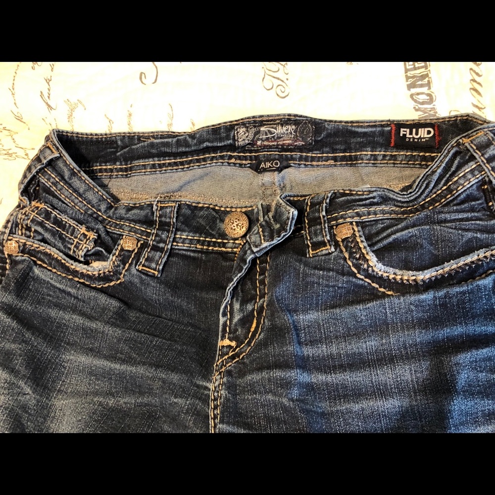Silver aiko mid slim boot size W30/L33